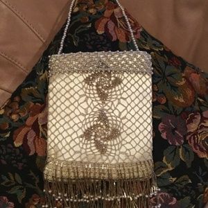 Crocheted Seed Beaded Flapper Handbag Purse